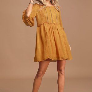 In the Meadows Mustard Yellow Crochet Lace Babydol